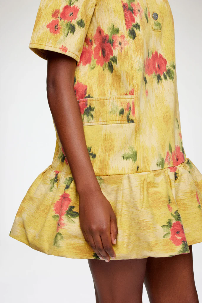 Denim Print Peplum Mini Dress - Image 2