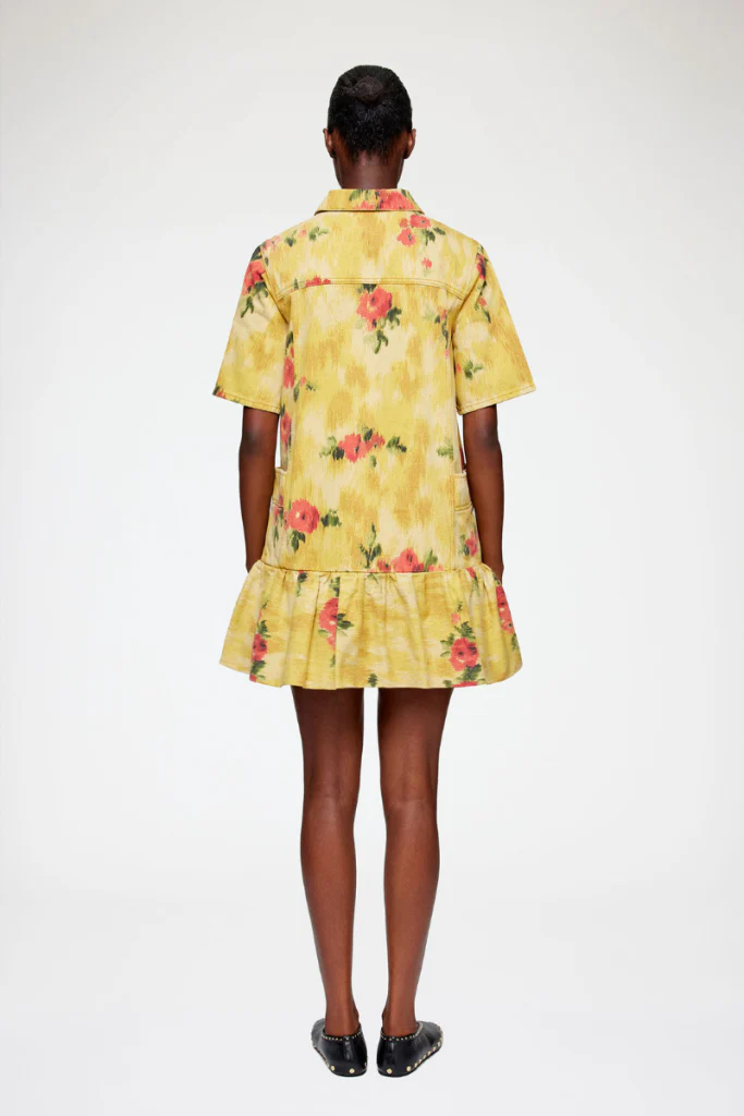 Denim Print Peplum Mini Dress - Image 3