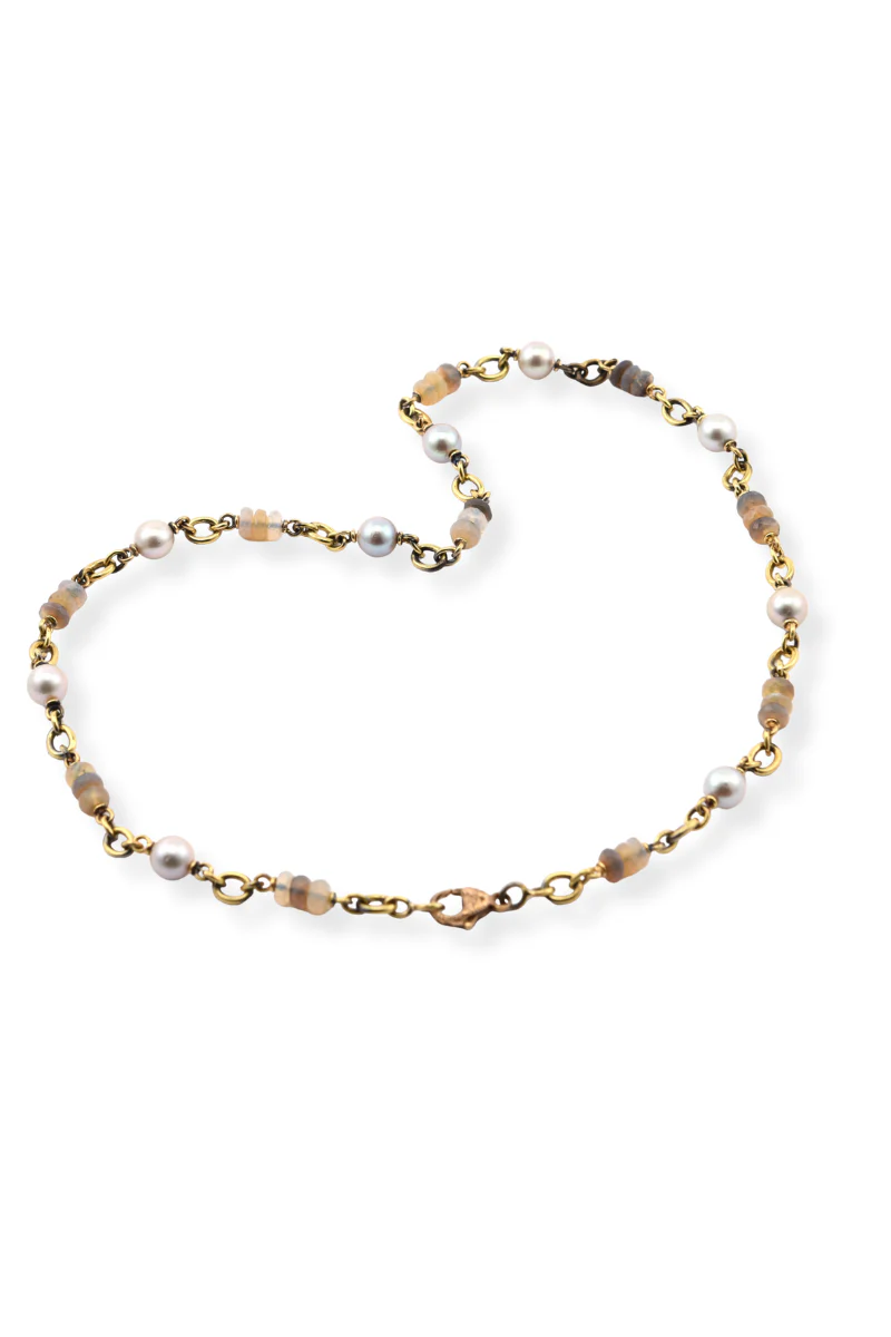 Akoya Pearl & Denim Opal Necklace