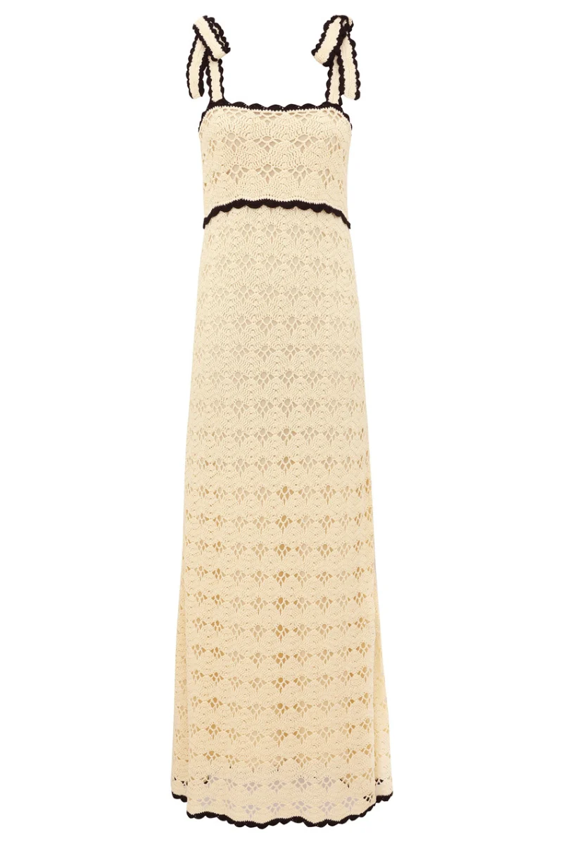 Aster Crochet Tie Midi Dress