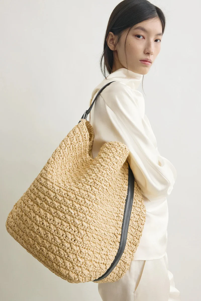 Belted Paper Raffia Tote - Image 2