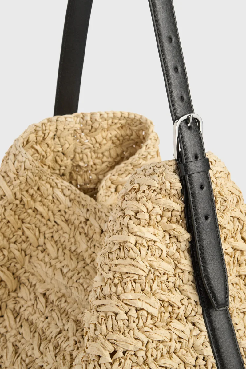 Belted Paper Raffia Tote - Image 3