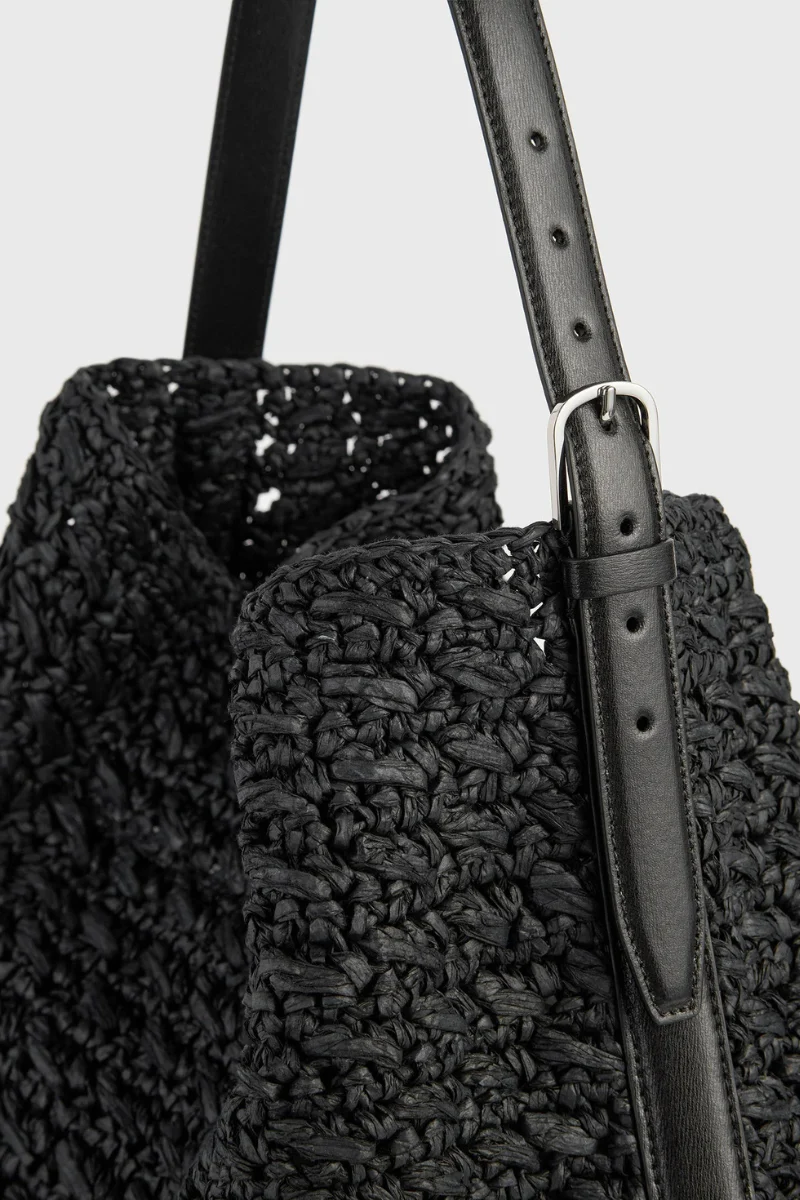 Belted Paper Raffia Tote - Image 6