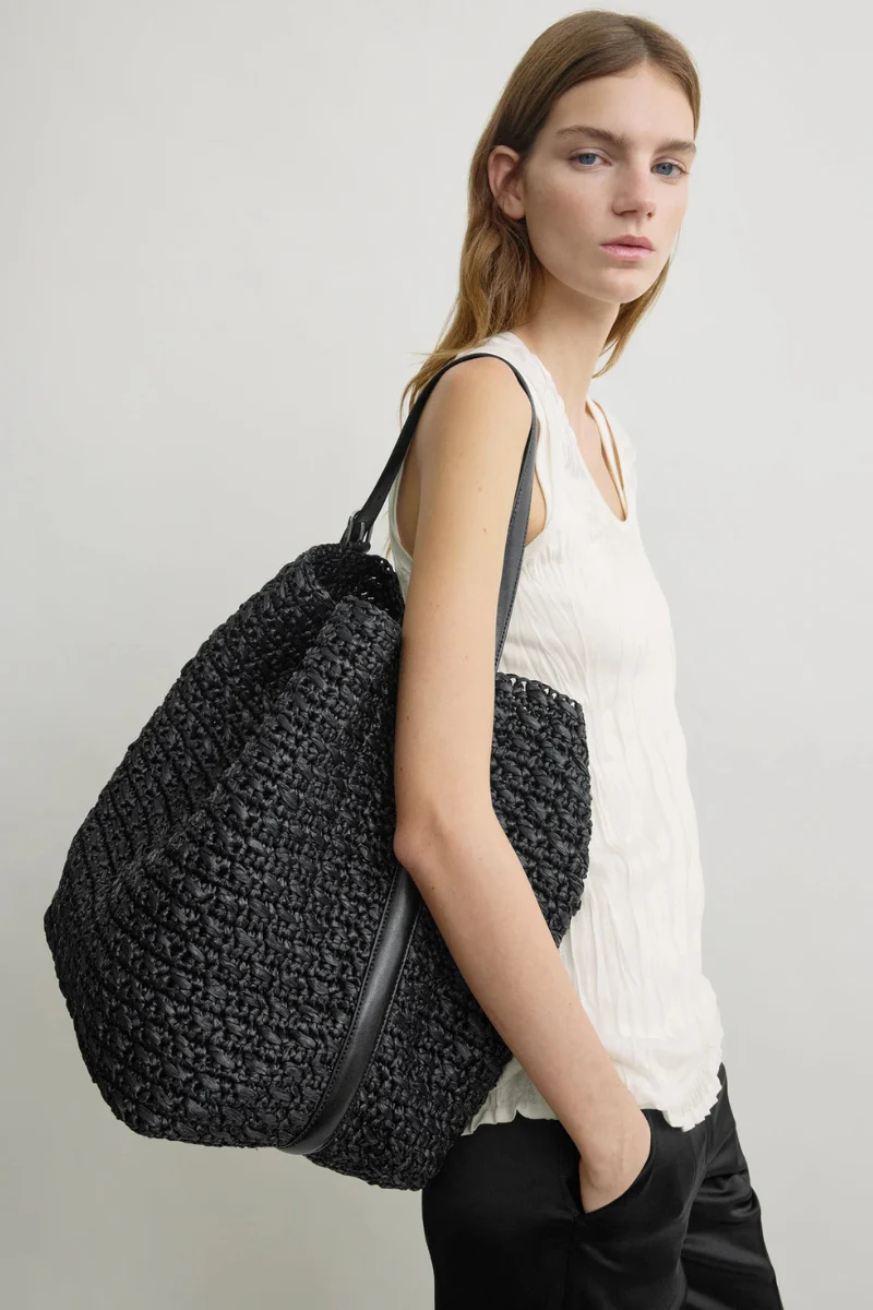 Belted Paper Raffia Tote - Image 8