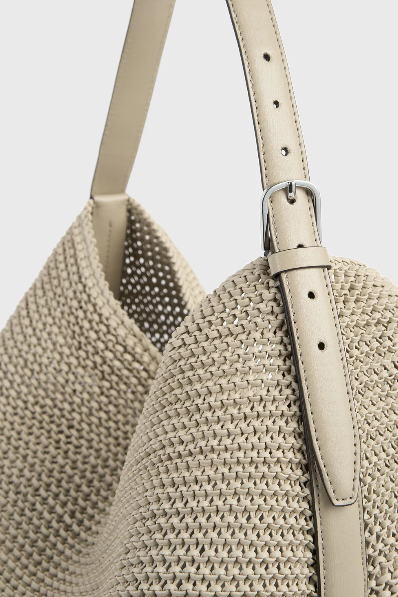 Belted Woven Leather Tote - Image 4