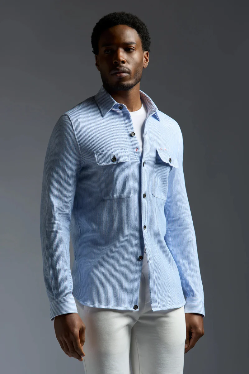 Blue Striped Overshirt - Image 2