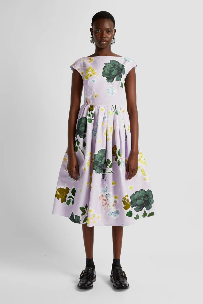 Boat Neck Full Skirt Midi Dress - Image 2