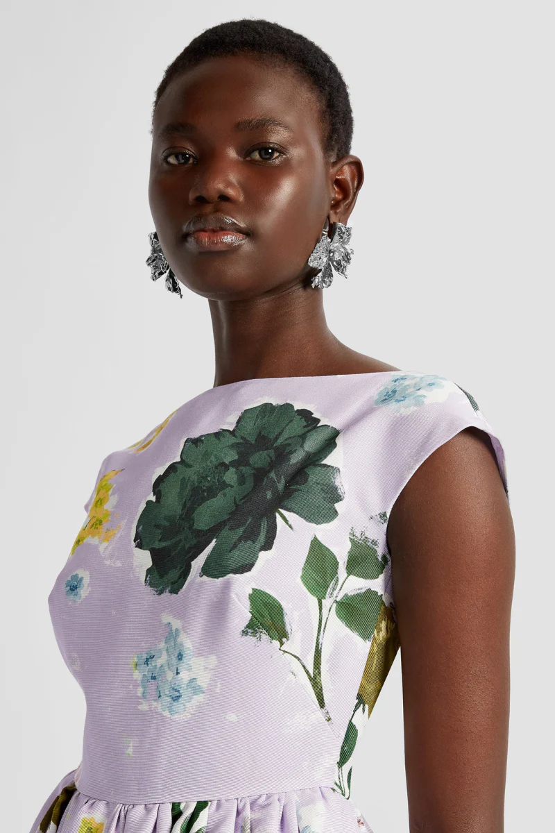 Boat Neck Full Skirt Midi Dress - Image 3