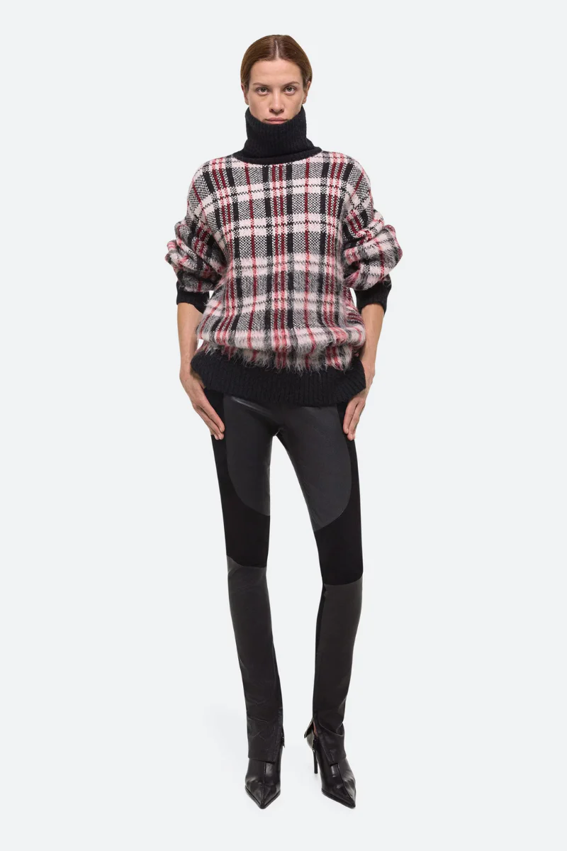 Brushed Plaid Turtleneck Sweater - Image 2