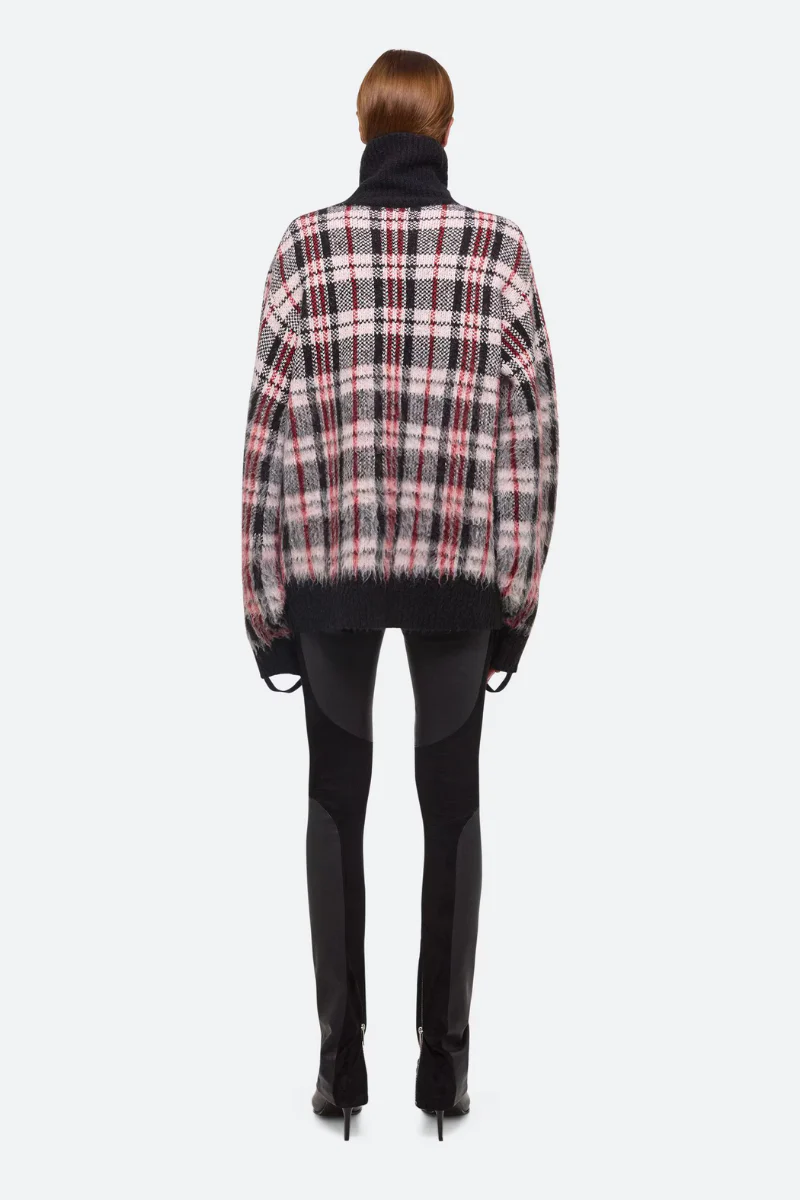 Brushed Plaid Turtleneck Sweater - Image 3