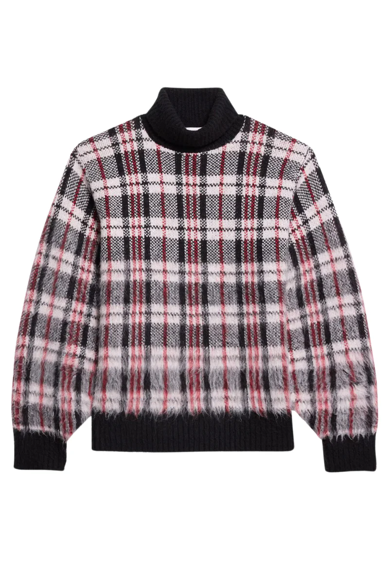 Brushed Plaid Turtleneck Sweater - Image 4
