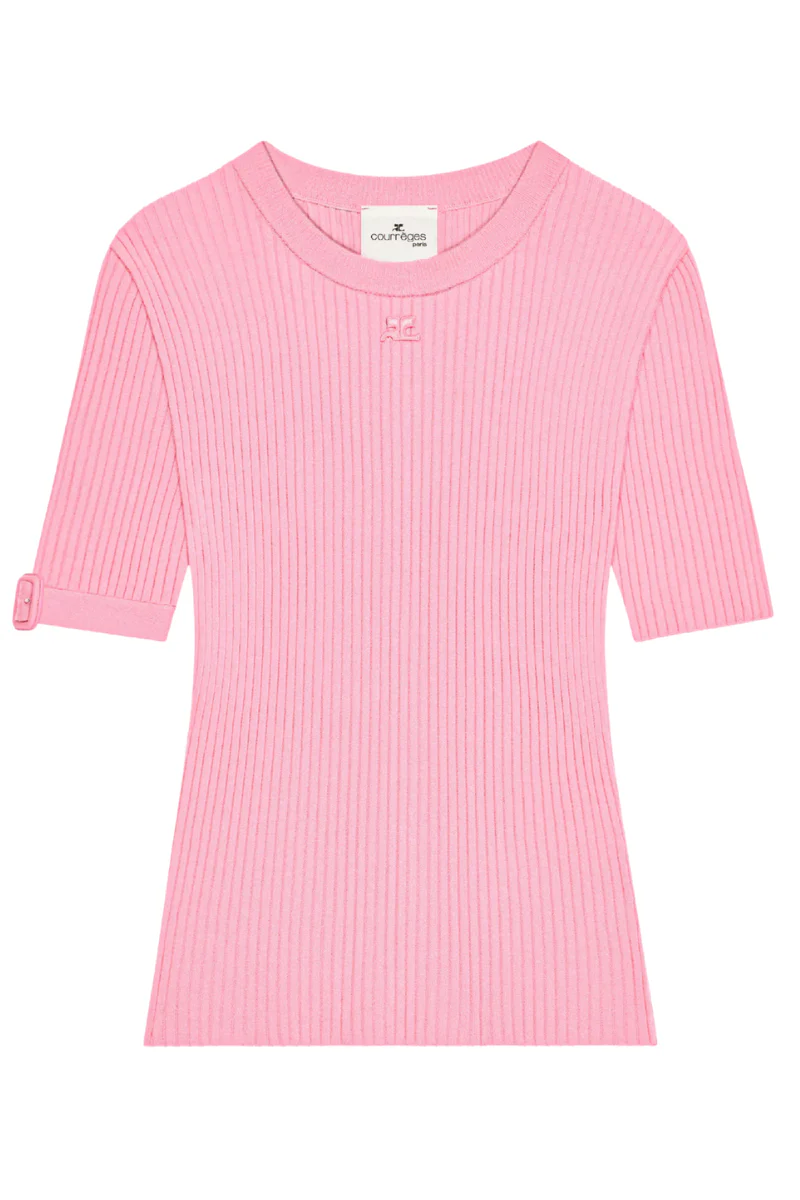 Buckle Rib Knit T-Shirt