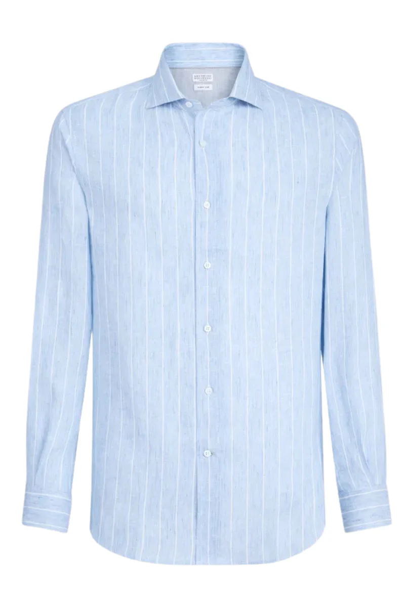 Chalk Stripe Linen Easy Shirt