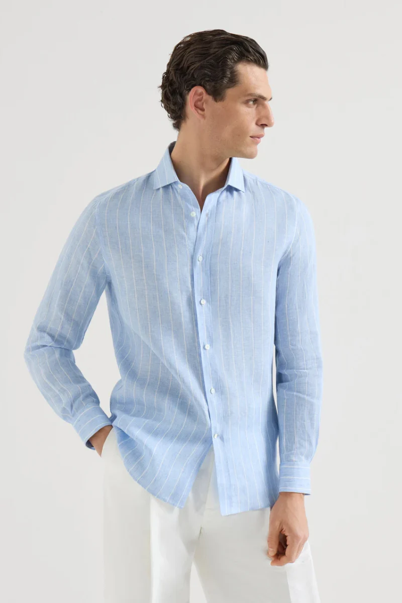 Chalk Stripe Linen Easy Shirt - Image 2