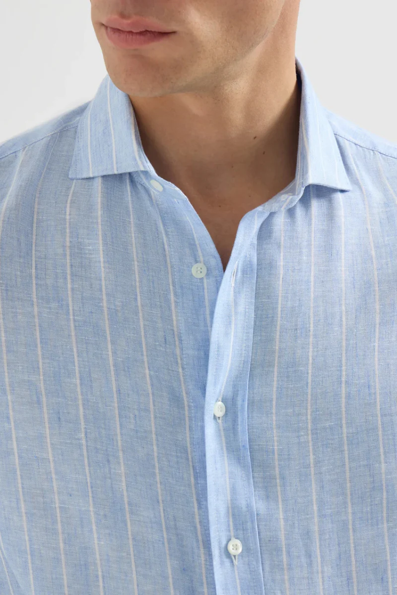 Chalk Stripe Linen Easy Shirt - Image 3