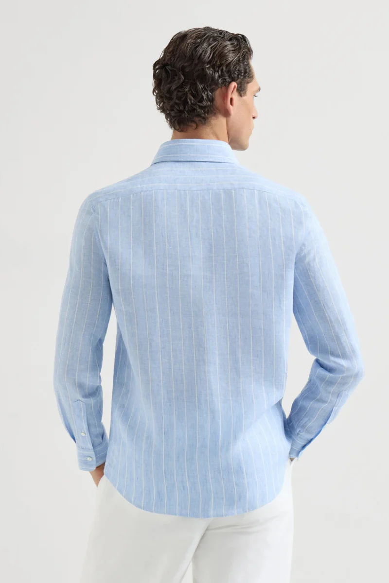 Chalk Stripe Linen Easy Shirt - Image 4