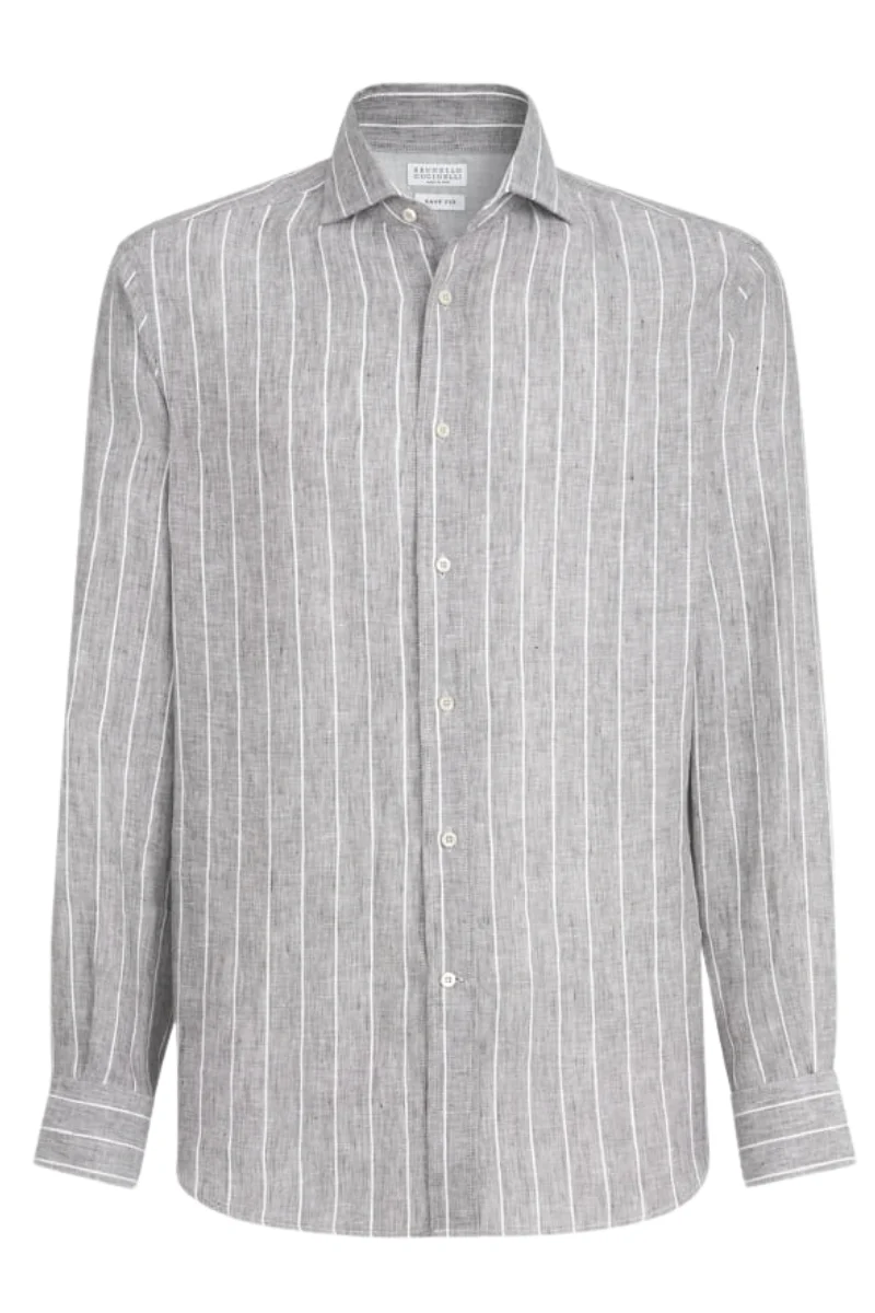 Chalk Stripe Linen Easy Shirt - Image 5