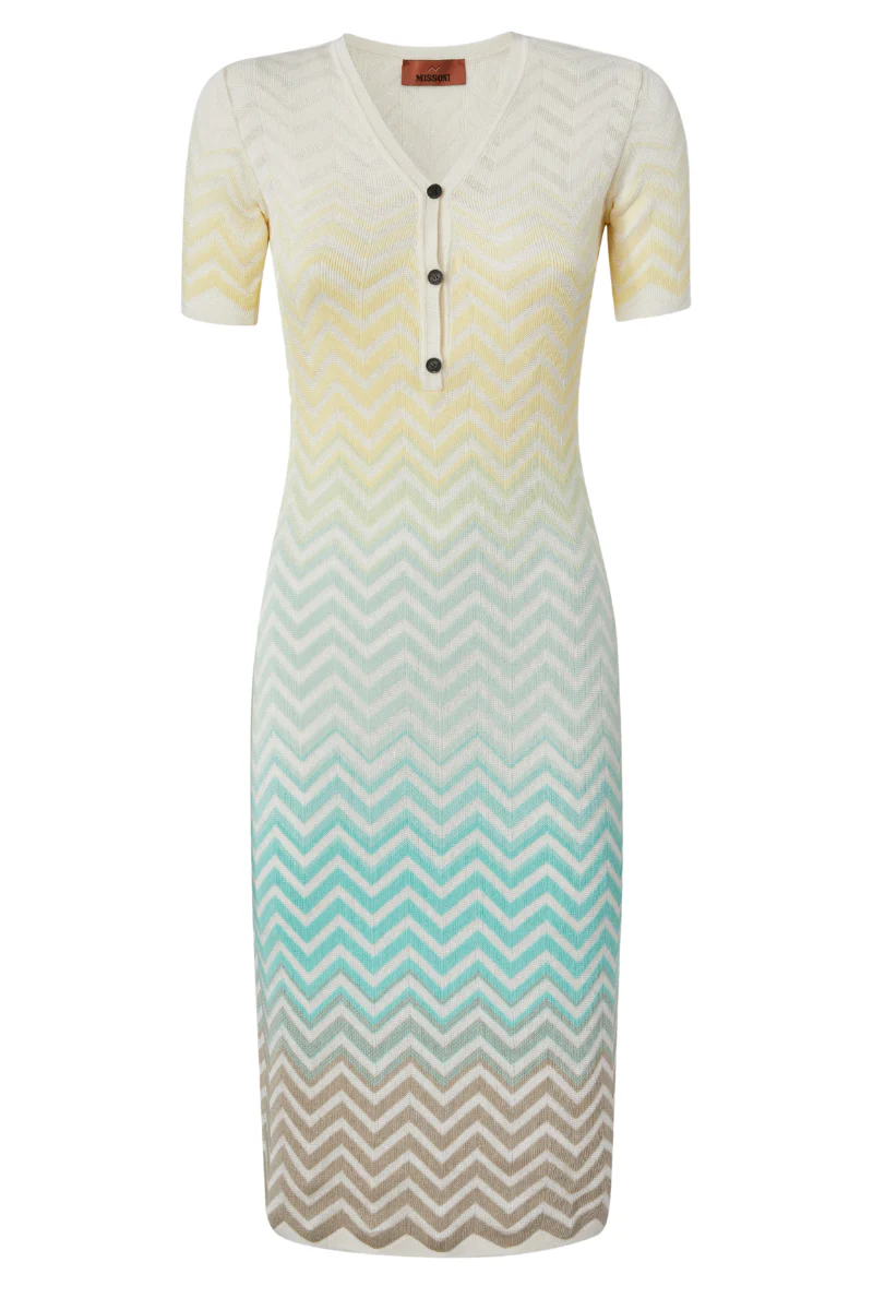 Chevron Dégradé Midi Dress