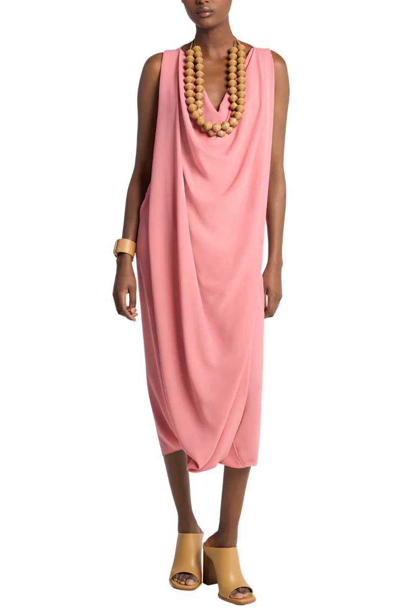 Crepe Cowl-Neck Dress