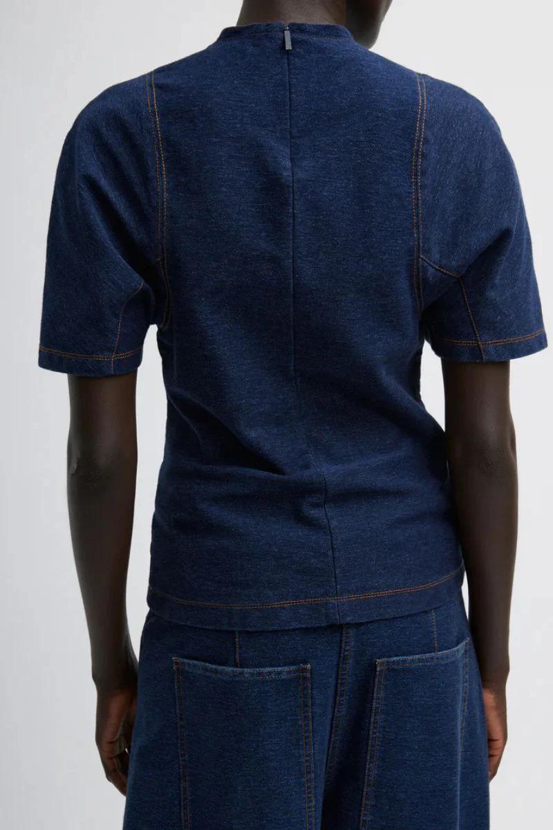 Denim Knit Shrunken T-Shirt - Image 2