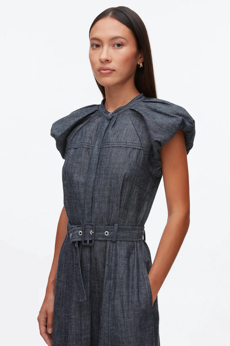 Denim Puff Sleeve Dress - Image 2