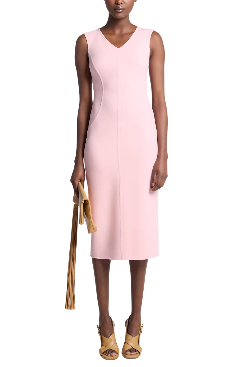 Double Faced Stretch Wool Sheath Dress