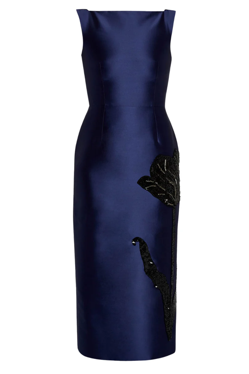 Embellished Mikado Midi Dress
