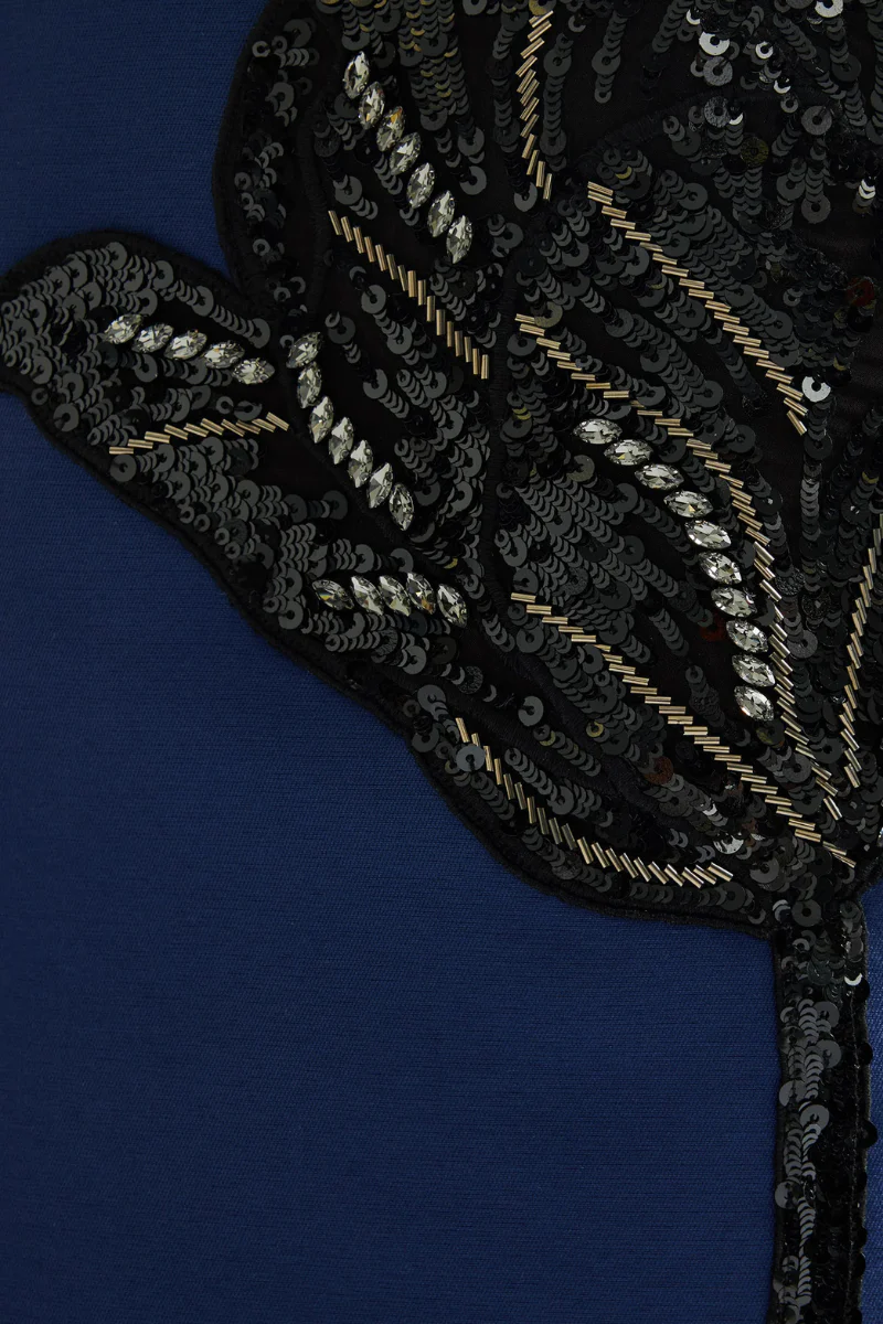 Embellished Mikado Midi Dress - Image 5