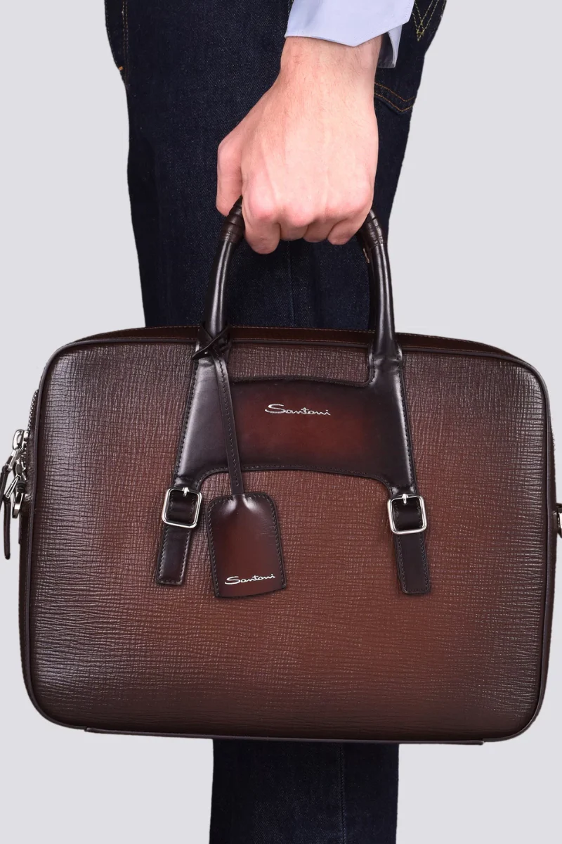 Embossed Leather Briefcase - Image 6