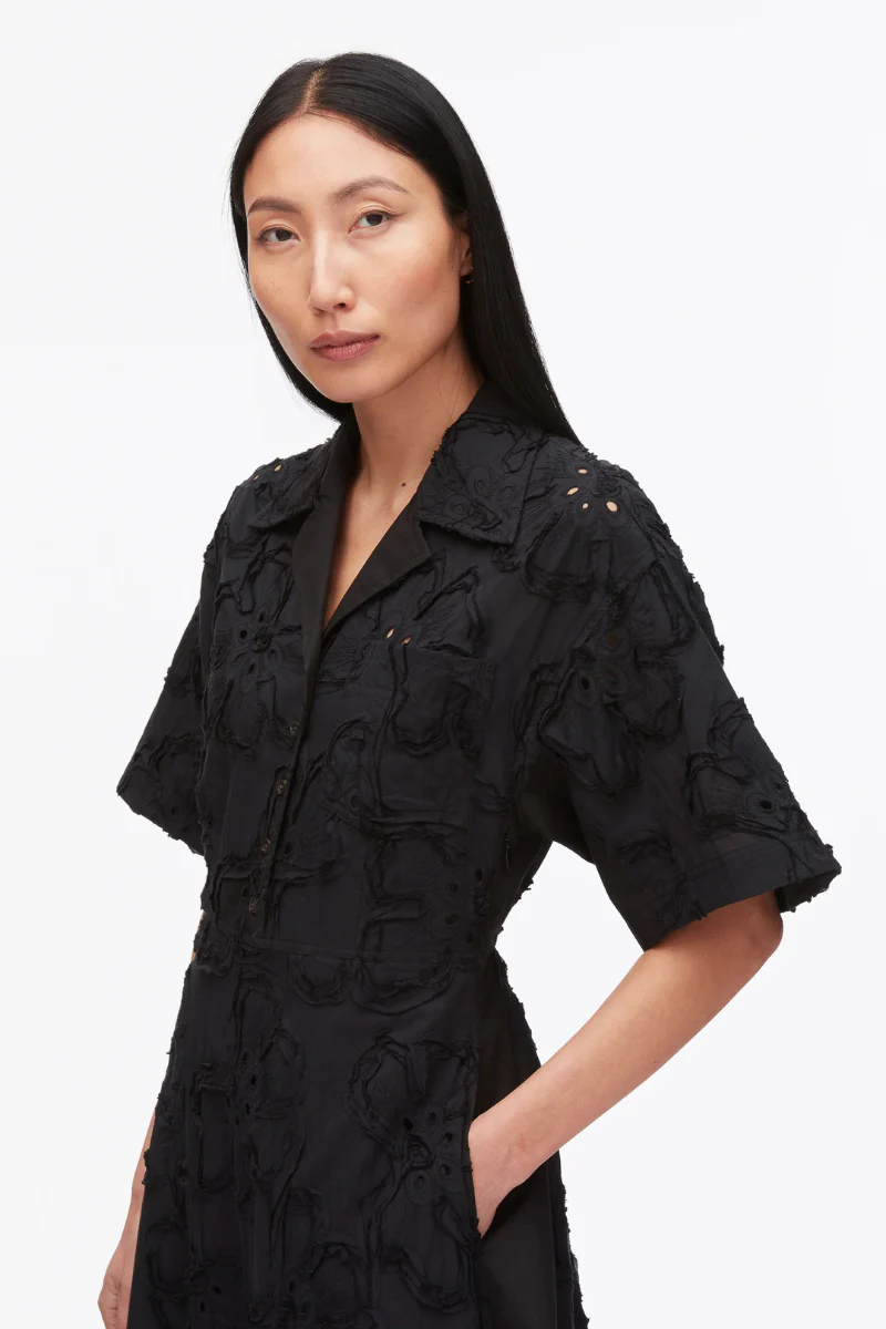 Embroidered Midi Shirt Dress - Image 2