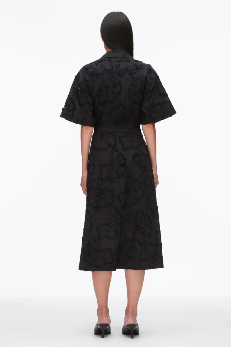 Embroidered Midi Shirt Dress - Image 4