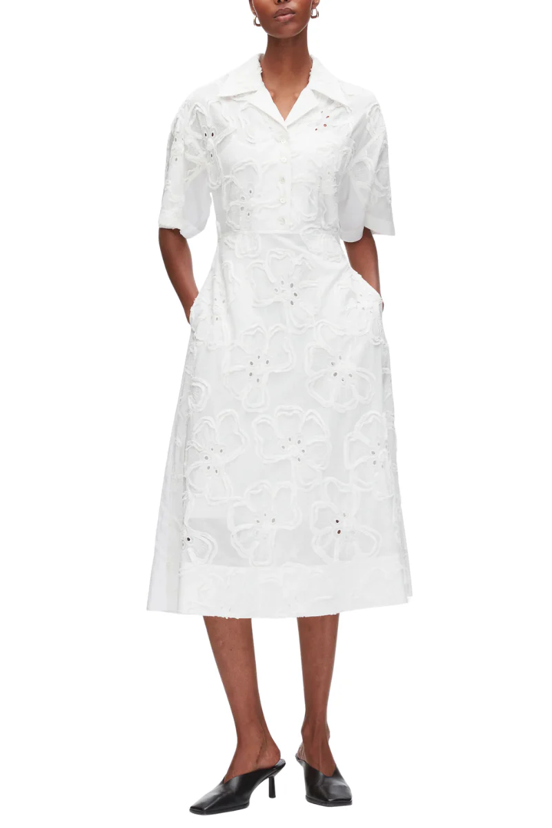 Embroidered Midi Shirt Dress - Image 5