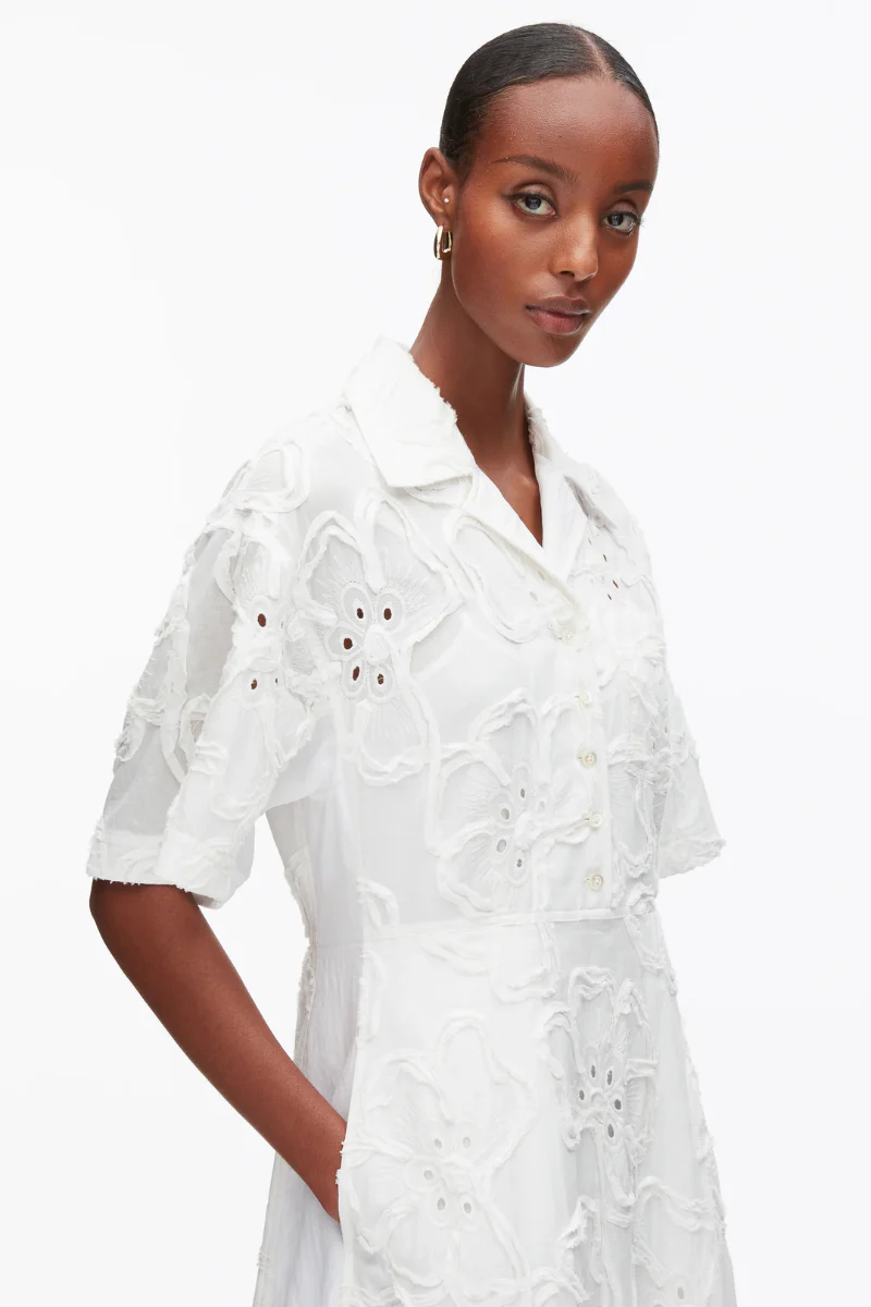 Embroidered Midi Shirt Dress - Image 6