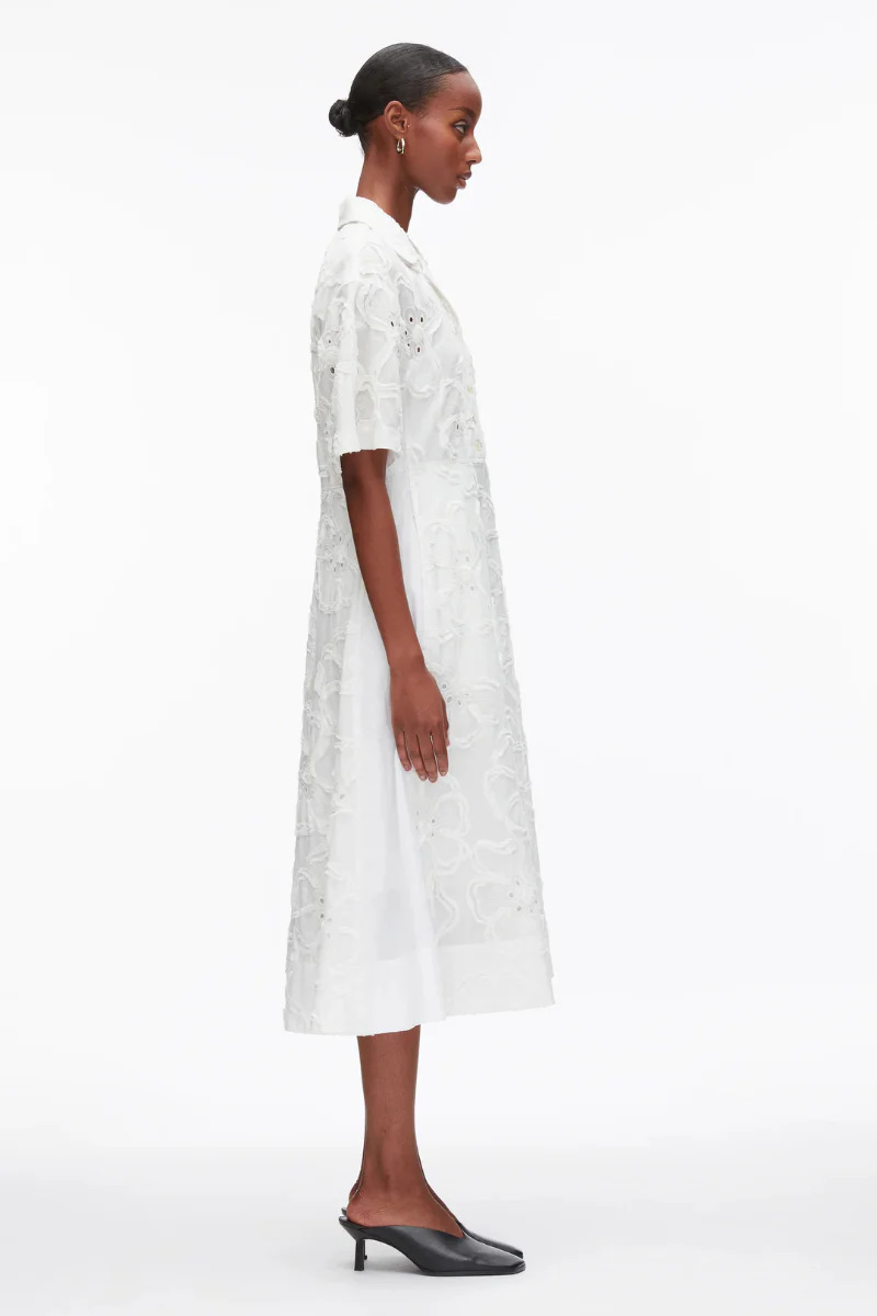 Embroidered Midi Shirt Dress - Image 7
