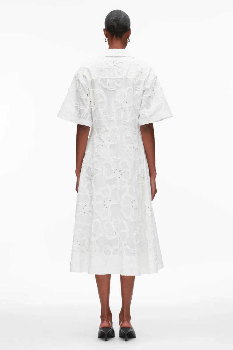 Embroidered Midi Shirt Dress - Image 8