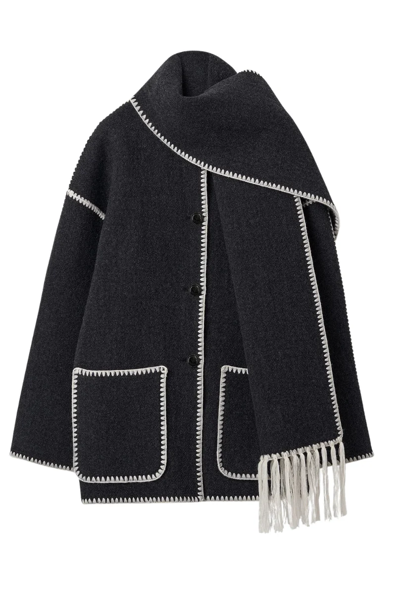 Embroidered Scarf Jacket