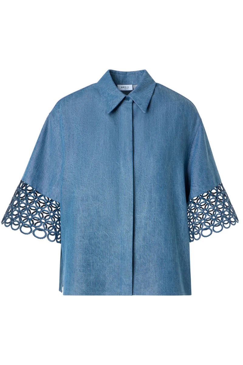 Eyelet Denim Blouse