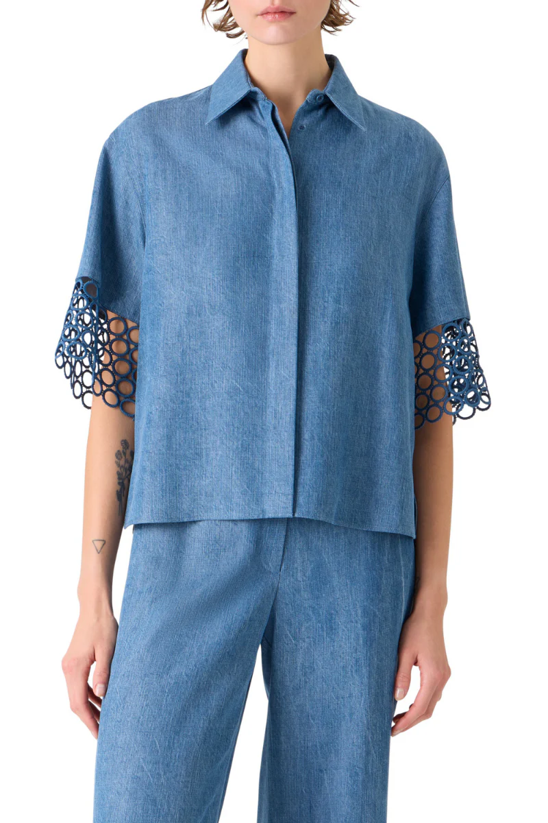 Eyelet Denim Blouse - Image 2