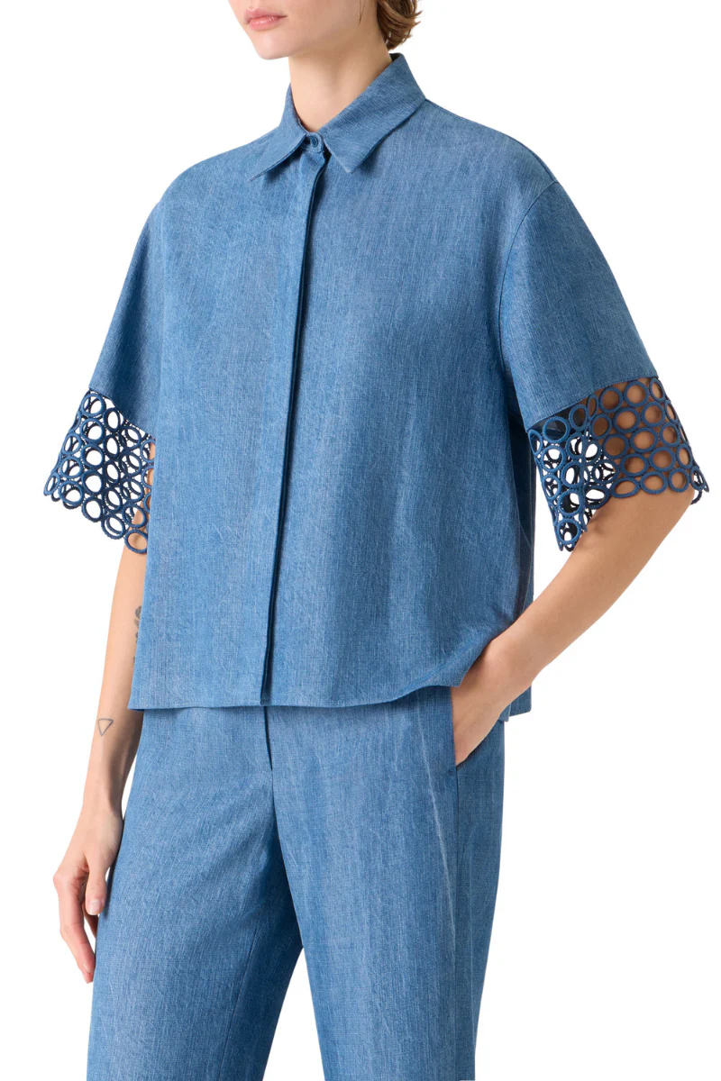 Eyelet Denim Blouse - Image 3