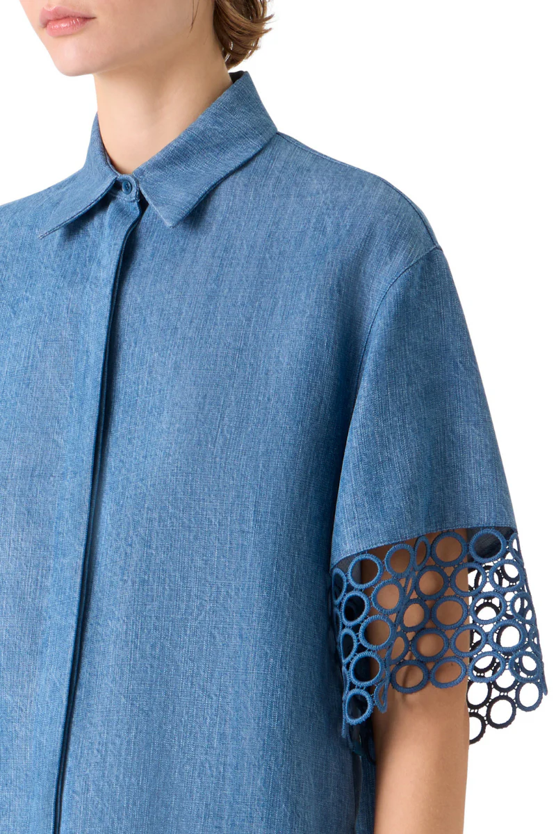 Eyelet Denim Blouse - Image 4