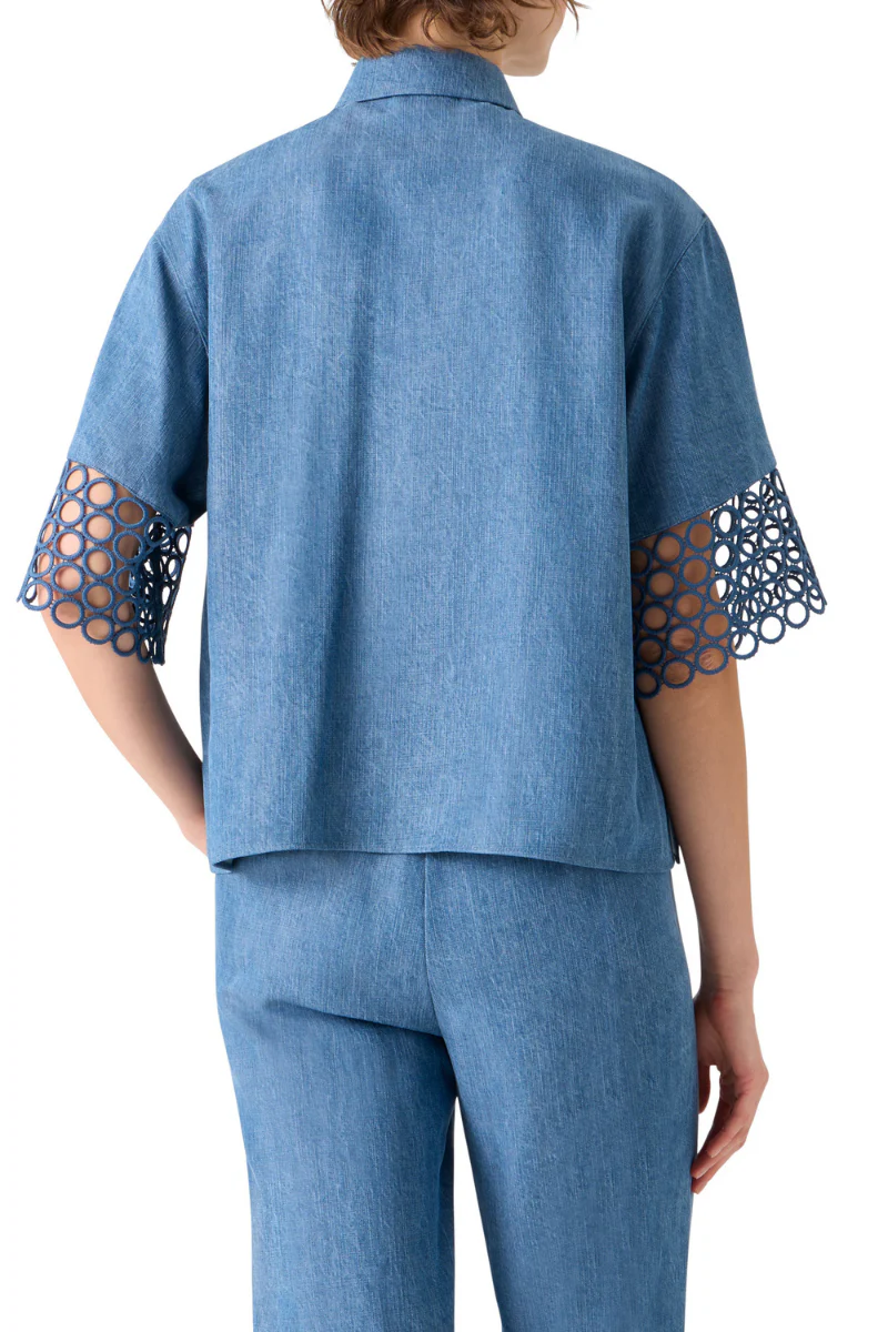 Eyelet Denim Blouse - Image 5