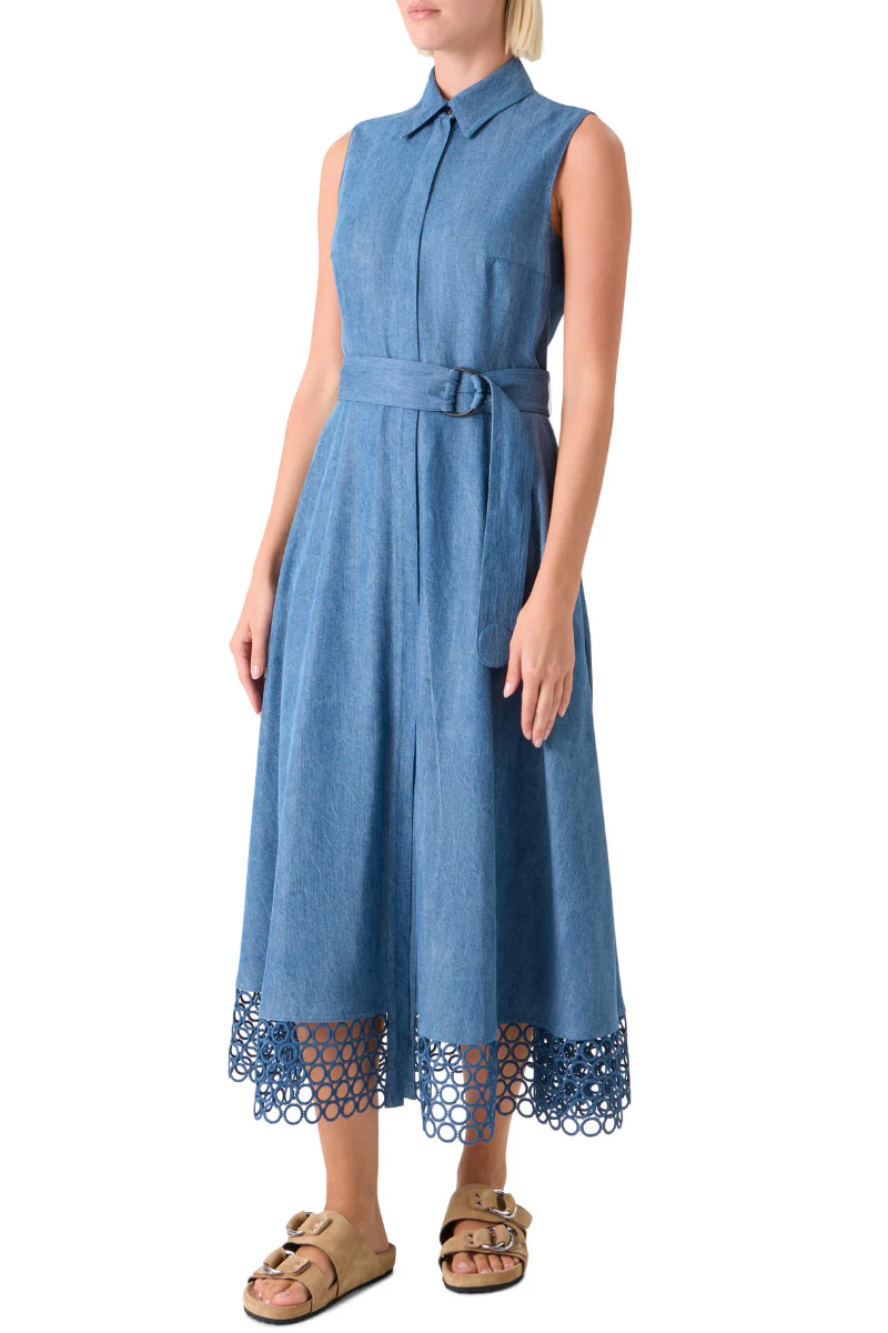 Eyelet Denim Midi Dress - Image 3