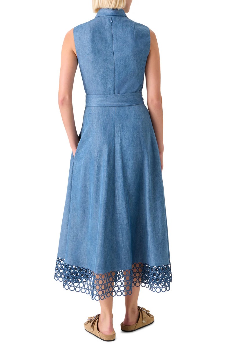 Eyelet Denim Midi Dress - Image 4