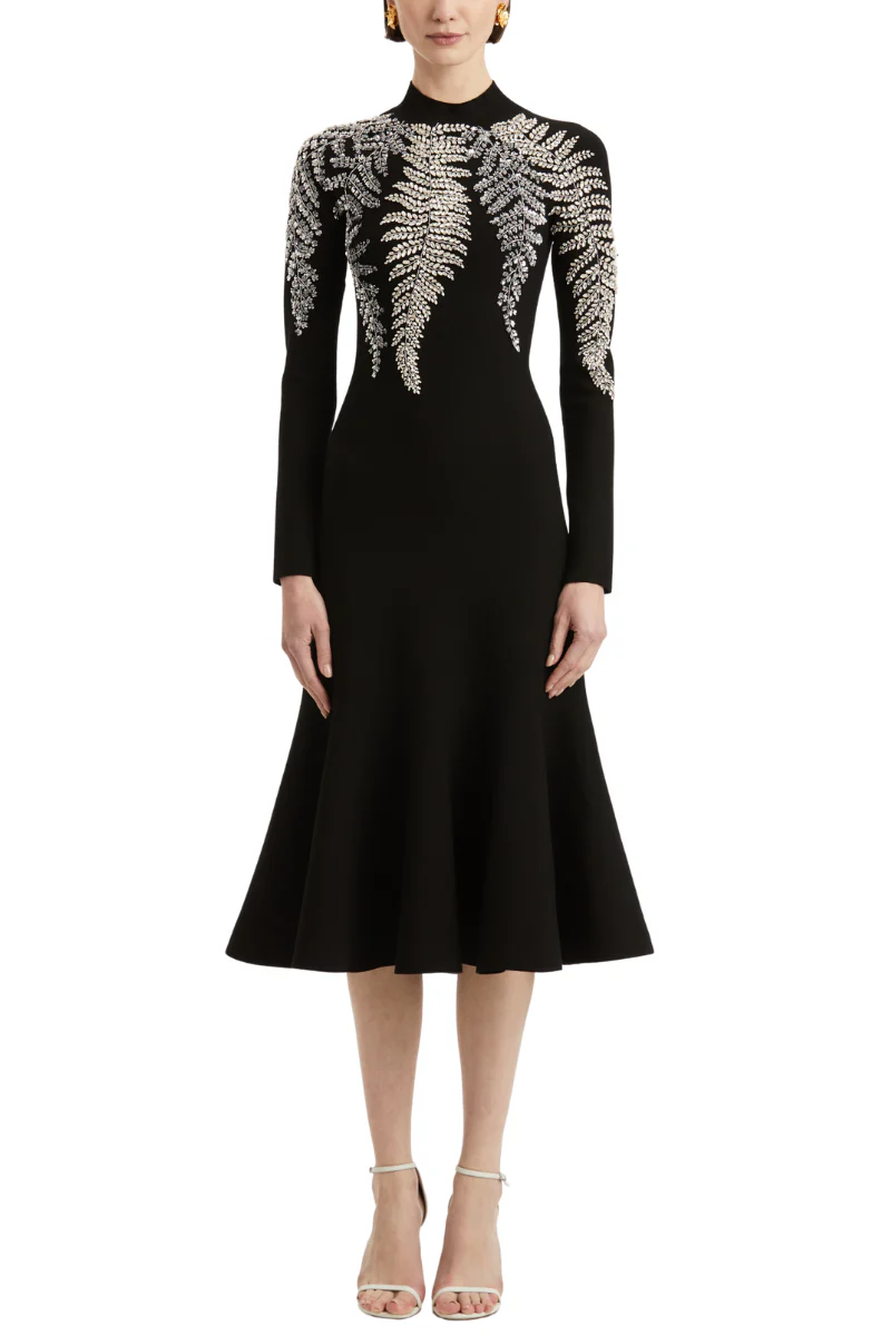 Fern Embroidered Trumpet Dress