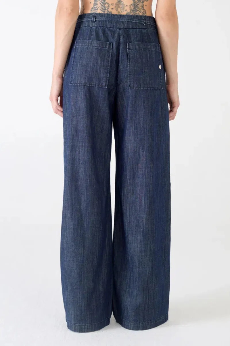 Flavia Wide Leg Chambray Jeans - Image 4