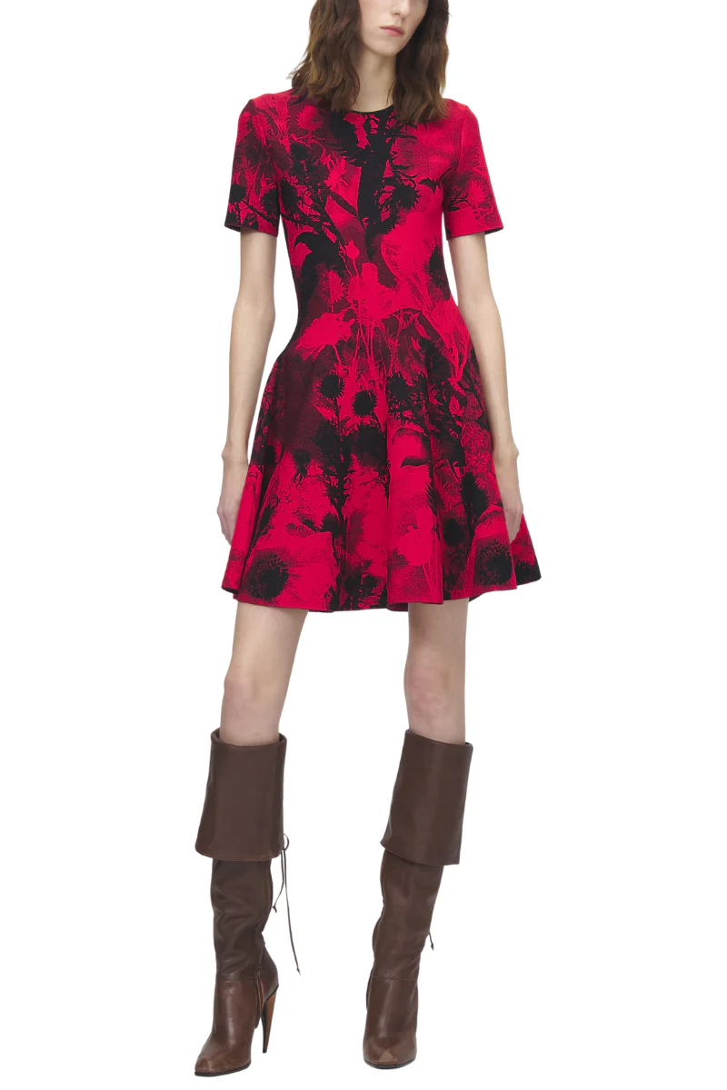Floral Jacquard Mini Dress