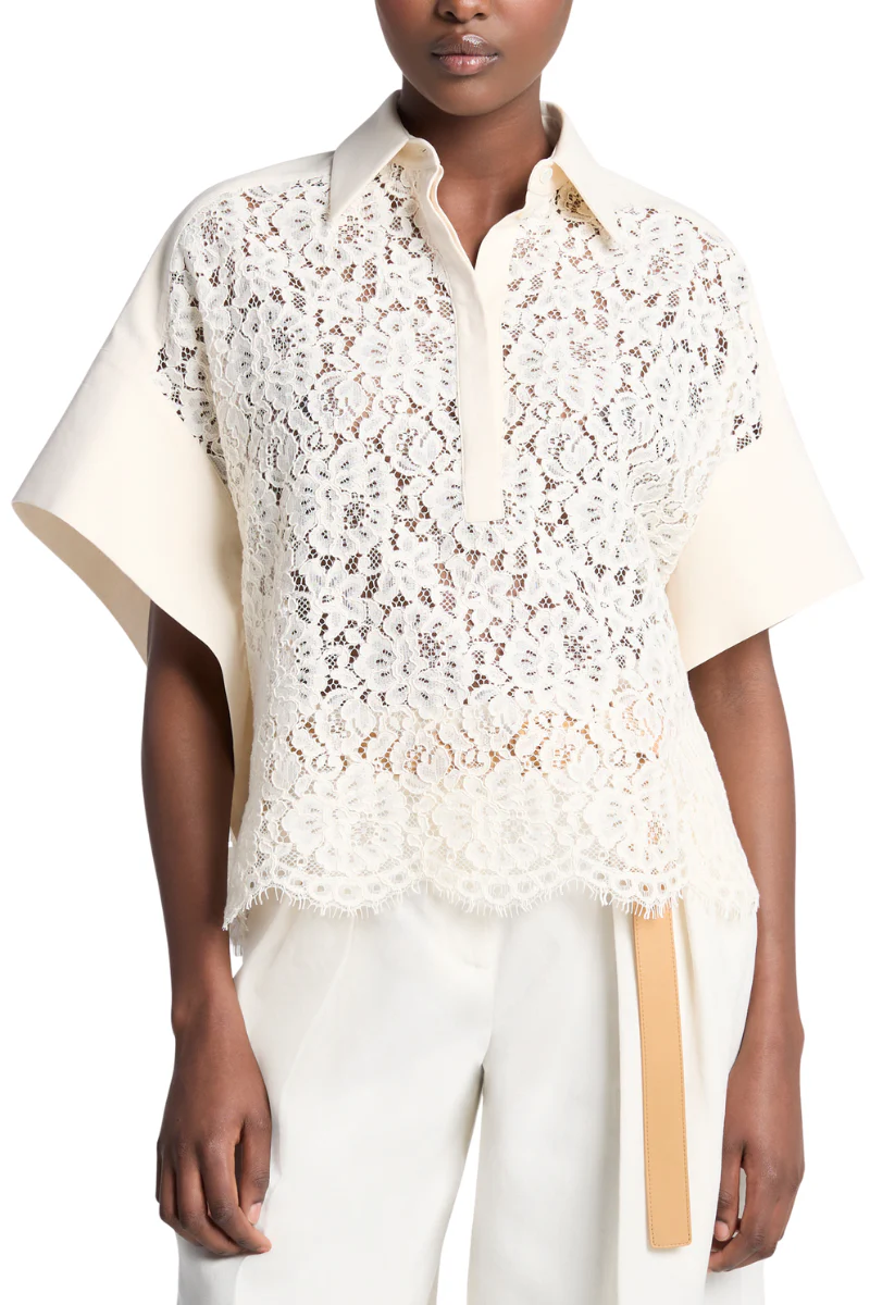 Floral Lace Butterfly-Sleeve Top