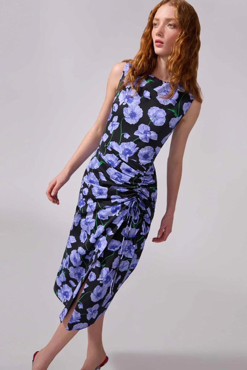 Floral-Print Dress With Drawstring - Image 2