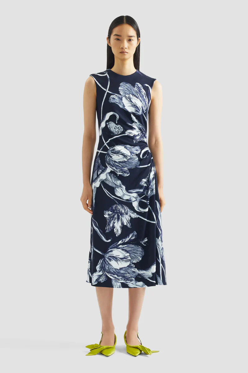 Floral Print Ponte Jersey Midi Dress - Image 2