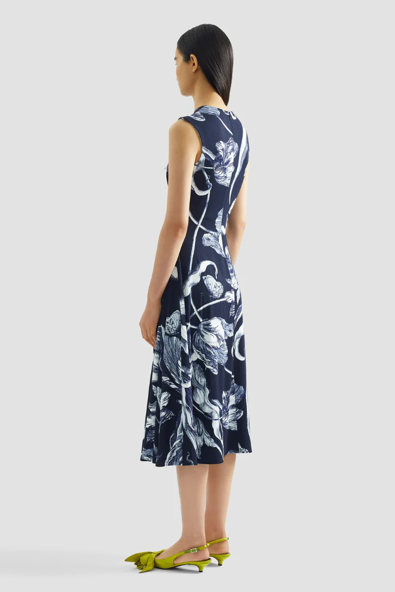 Floral Print Ponte Jersey Midi Dress - Image 3